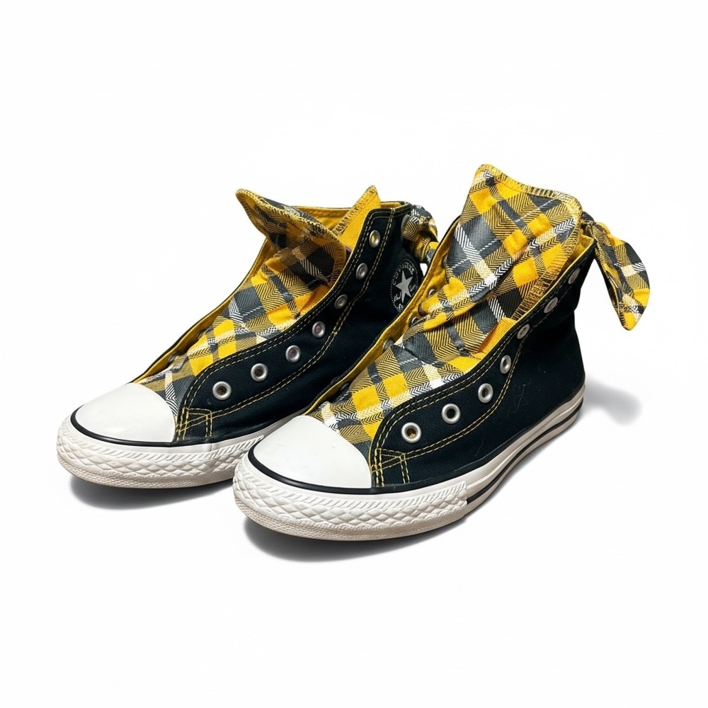Converse Chuck Taylor All Star Plaid Bow Sneakers – Black Yellow Buffalo Check